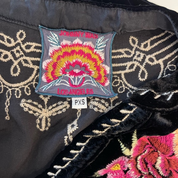 Johnny Was black velvet embroidered dress size XS - Picture 3 of 12